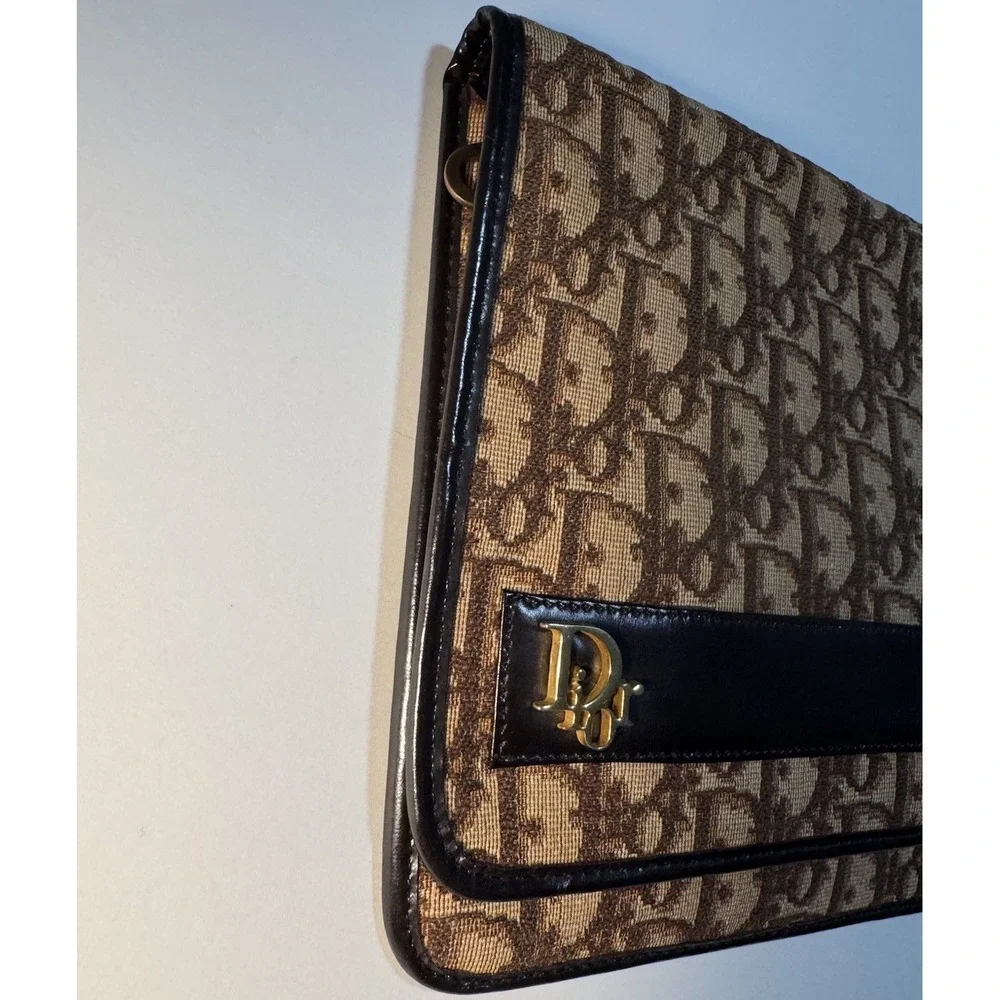 Vintage Dior Trotter Clutch Bag Bordeaux Authentic Used
